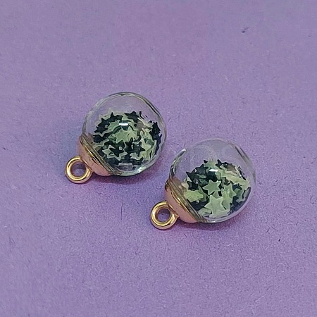 Luminous Glass & PVC Paillette & Alloy Pendants FIND-WH0126-843G-1