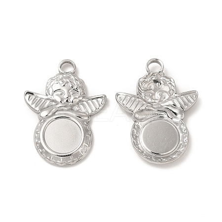 Tarnish Resistant 304 Stainless Steel Pendant Cabochons Settings STAS-A070-40P-1