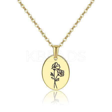 Brass Birth Month Flower Pendant Necklace HUDU-PW0001-034I-1-1