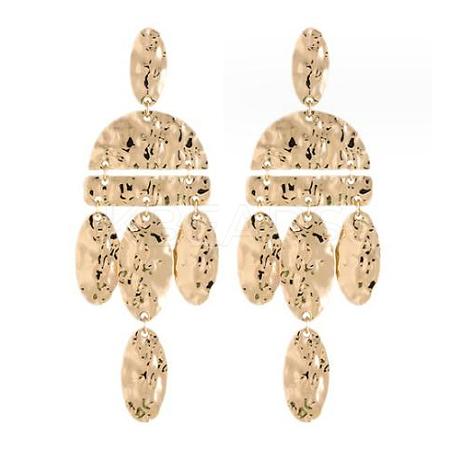 Alloy Half Round with Oval Chandelier Earrings JE1136A-1