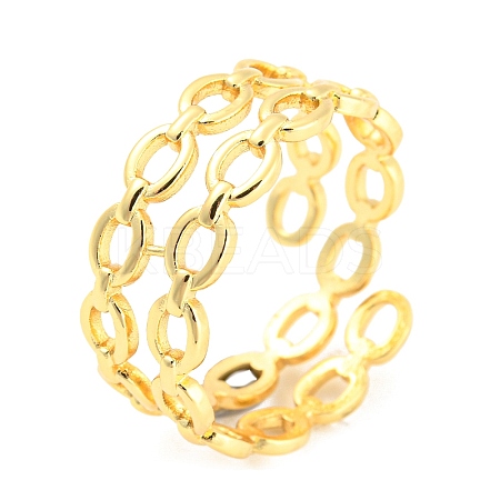 Hollow Oval Brass Open Cuff Rings RJEW-Q781-09G-1