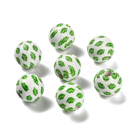 St. Patrick's Day Series Printed Schima Wood European Beads WOOD-V002-01A-1