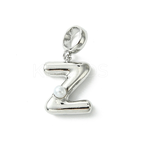 Rack Plating Brass with ABS Plastic Pearl European Dangle Charms KK-G501-02Z-P-1