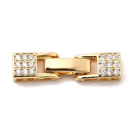 Brass Micro Pave Clear Cubic Zirconia Fold Over Clasps KK-C075-36G-1