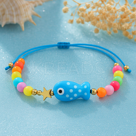 Ocean Style Fish Porcelain Bead Braided Bracelets YA5775-1