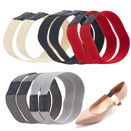 5 Pairs 5 Colors Elastic Polyester with Imitation Leather Shoelace Bands FIND-DR0001-16-1