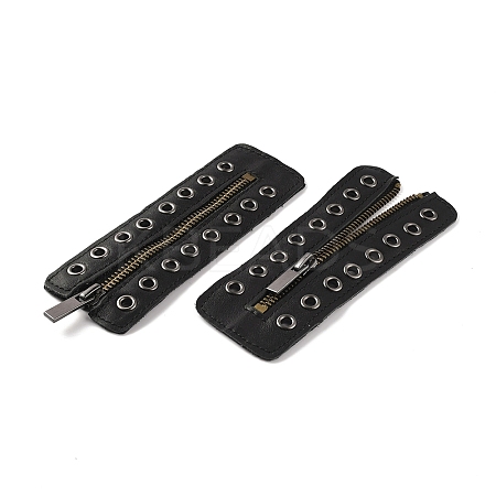 PU Leather Lace-in Boot Zipper Inserts DIY-WH0387-37A-01-1