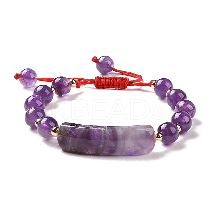 Natural Amethyst Braided Bead Bracelets for Women Men BJEW-JB08930-04-1