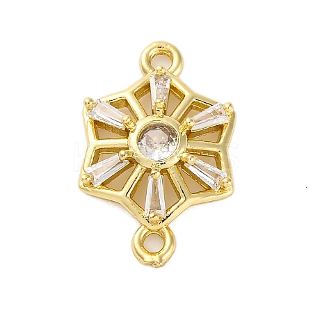 Brass Clear Cubic Zirconia Connector Charms/Links LS-FIND-L019-07G-03-1