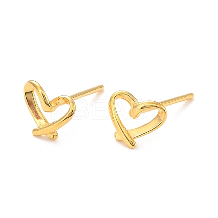 Open Heart 925 Sterling Silver Stud Earrings EJEW-I259-07G-1