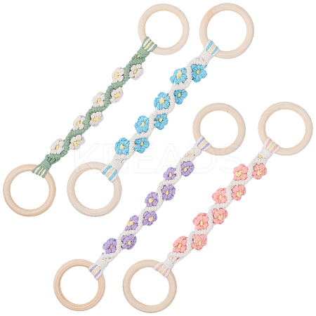 4Pcs 4 Colors  Daisy Cotton Thread Weave Towel Rack AJEW-CN0004-61-1