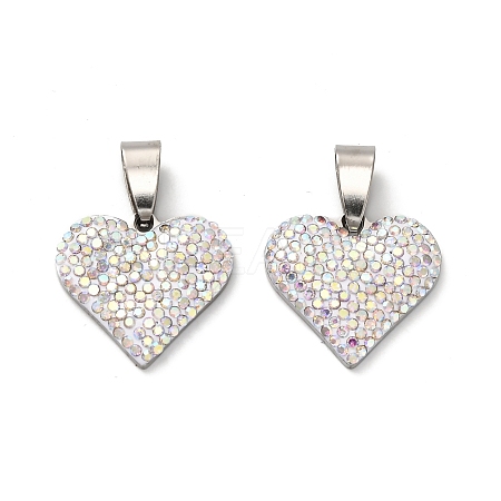201 Stainless Steel Clay Pendants STAS-R166-02B-P-1