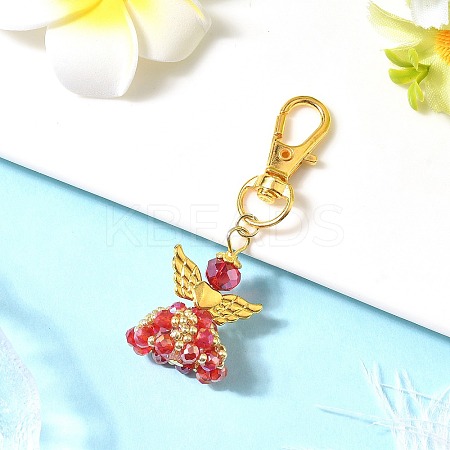 Angel Glass & Alloy Pendant Decorations HJEW-MZ00360-08-1