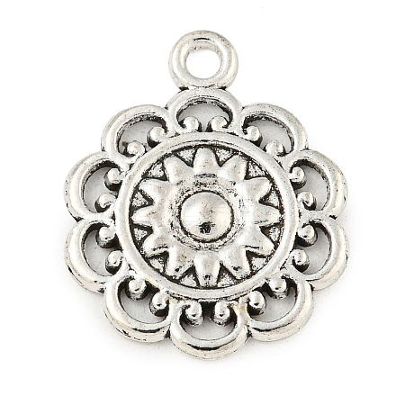 Flower Tibetan Style Alloy Pendants TIBE-5269-AS-LF-1