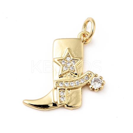 Rack Plating Brass Micro Pave Clear Cubic Zirconia Pendants KK-E060-22G-1