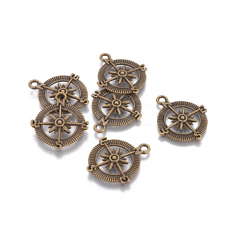 Tibetan Style Alloy Compass Pendants TIBEP-S272-AB-FF-1