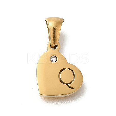 304 Stainless Steel Heart Pendants with Rhinestone STAS-Z103-01G-17-1