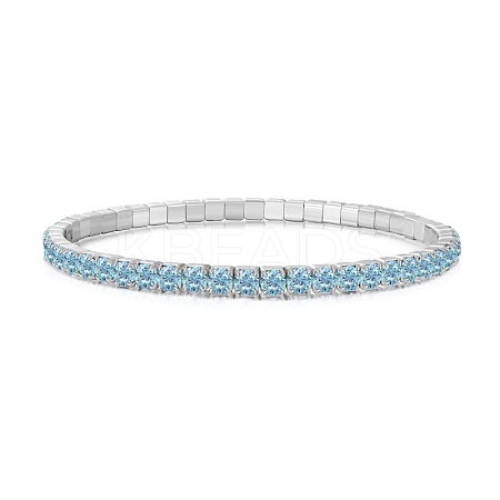925 Sterling Silver Micro Pave Cubic Zirconia Stretch Bracelets for Women STER-D307-01P-06-1