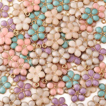 Light Gold Plated Alloy Enamel Pendants ENAM-R136-17-1