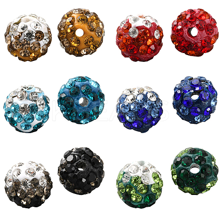 48Pcs 6 Colors Handmade Polymer Clay Rhinestone Beads FIND-SC0011-27-1
