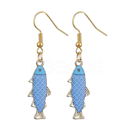 Light Gold Alloy Enamel Dangle Earrings EJEW-JE05607-03-1