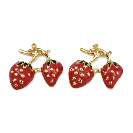Strawberry 304 Stainless Steel Enamel Pendants STAS-L290-21E-G-1