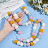Wool Felt Pom Pom Ball Curtain Tiebacks HJEW-AB00571-3
