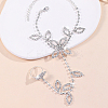 Brass Rhinestone Link Chain Finger Ring Bracelets for Women AJEW-WH20121-31-4