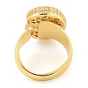 Brass Micro Pave Clear Cubic Zirconia Letter Open Cuff Ring for Women RJEW-M173-01G-C-3