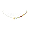 Glass Seed & 304 Stainless Steel Star & Moon Shell Beaded Necklace for Women NJEW-TA00114-2