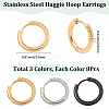 24Pcs 3 Colors 303 Stainless Steel Textured Hoop Earrings for Women EJEW-SC0001-80-2