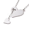 Non-Tarnish 302 Stainless Steel Heart Puzzle Pendant Lariat Necklaces LS-NJEW-I118-01P-1