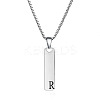 304 Stainless Steel Rectangle with Letter Pendant Box Chain Necklaces FS-WGD7C78-18-1