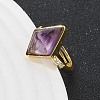 Rhombus Natural Amethyst Finger Rings RJEW-B113-01G-08-3