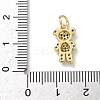 Brass Micro Pave Black and Clear Cubic Zirconia Bear Charms KK-B155-20G-3