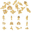 12Pcs 12 Styles Ocean Theme Brass Micro Pave Cubic Zirconia Pendants KK-TA0003-33-1