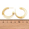 Triple C-Shaped Brass Micro Pave Clear Cubic Zirconia Stud Earrings EJEW-R025-29G-5