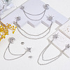 4Pcs 2 Styles Star Crystal Rhinestone Hanging Chain Brooch JEWB-ME0001-28P-4
