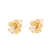 Brass Micro Pave Clear Cubic Zirconia Flower Stud Earrings EJEW-C158-17A-G-4