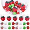 30Pcs Roumd & Strawberry Food Grade Eco-Friendly Silicone Focal Beads SIL-YW0001-69-1