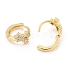 Star with Evil Eye Real 18K Gold Plated Brass Hoop Earrings EJEW-L269-084G-02-2