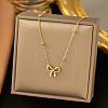 304 Stainless Steel Bowknot Pendant Necklaces for Women LS-NJEW-C088-01G-1