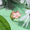 Flower 304 Stainless Steel Enamel Cuff Rings for Women RJEW-Z079-01G-3