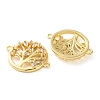 Rack Plating Brass Cubic Zirconia Tree of Life Connector Charm KK-C084-07A-G-2