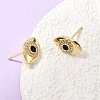 Eyes Brass Micro Pave Cubic Zirconia Stud Earrings EJEW-C186-20G-02-2