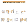 12 Pairs 4 Style Brass Stud Earrings EJEW-DC0001-08-6