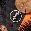 Halloween Skull Synthetic Turquois & Alloy Pendant Decoration HJEW-JM02108-2