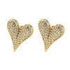 Heart Shape Brass Micro Pave Clear Cubic Zirconia Stud Earrings EJEW-Q785-13G-1