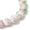 Handmade Flower Printed Porcelain Ceramic Round Beads Stretch Bracelets for Women BJEW-JB12091-02-4