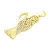 Rack Plating Brass Micro Pave Clear Cubic Zirconia Pendants KK-B091-30G-07-2